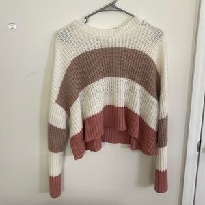 Cute Sincerely Jules tricolor women sweater, size medium, cream, mauve, and pink